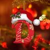 Yousheng 26 Letters Christmas Tree Ornaments Xmas Alphabet Letters with Santa Hat Pendant Acrylic Hanging Decoration for Home Office Car Decor