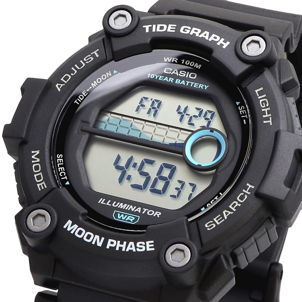Casio Цифровые часы с функцией отображения данных о приливах и отливах, серия Overseas, модель [Casio] для мужчин и WS-1300 (Черный WS-1300H-1AV) [Продукт]
