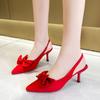 Fashion 2024 Fashion New Women's Bowknot Heeled Sandals Shallow Mouth Comfort Shoes for Pointed Stiletto High Women's Shoes