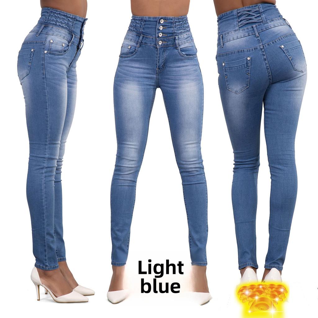 GMXIA High Waisted Button Down Pencil Jeans