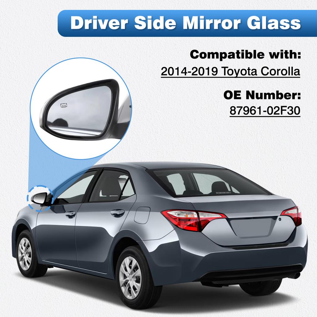Left Right Side Rearview Wing Mirror Glass for Toyota Corolla 2014– US Model Heated Side Mirror Glass Left Hand Drive