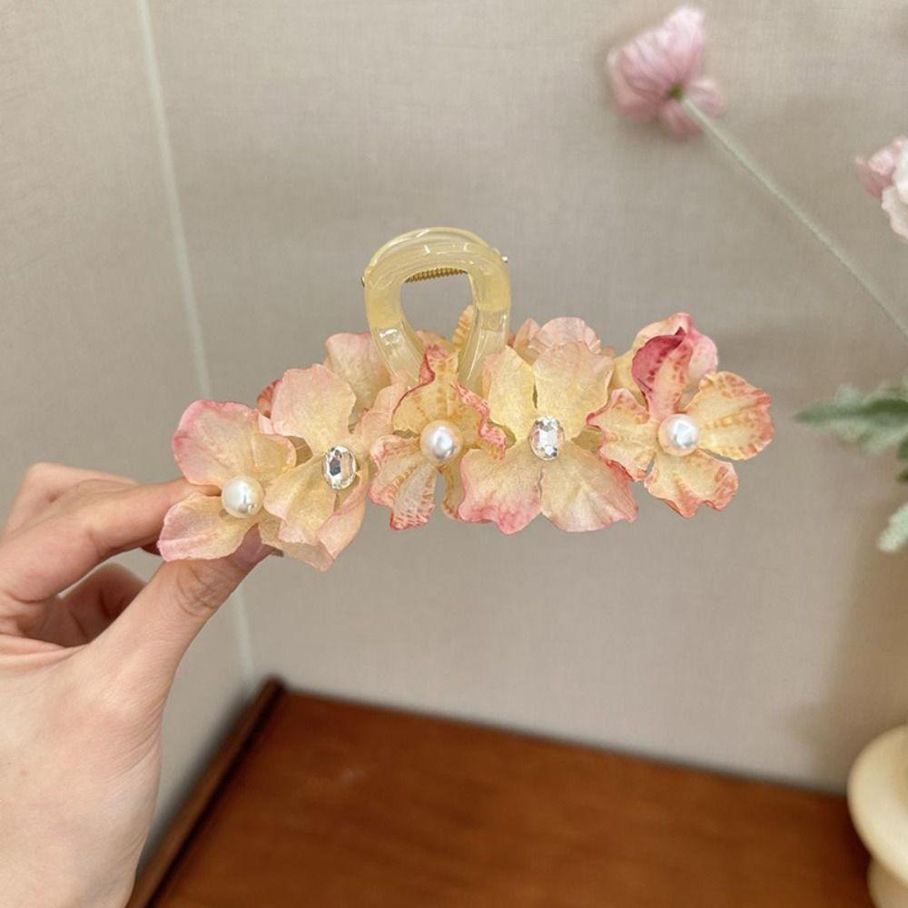 Korean Style Flower Hair Claw Cloth Hair Crab Clip French Sweet Hair Catches  Beach
