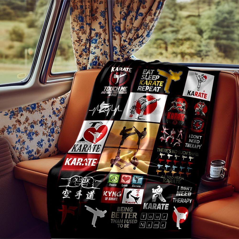 Karate Motivation And Discipline Artwork Collection Blanketcustomizable With Your Namecomfortable And Stylish Perfect For Travel Beds Chairs Offices
