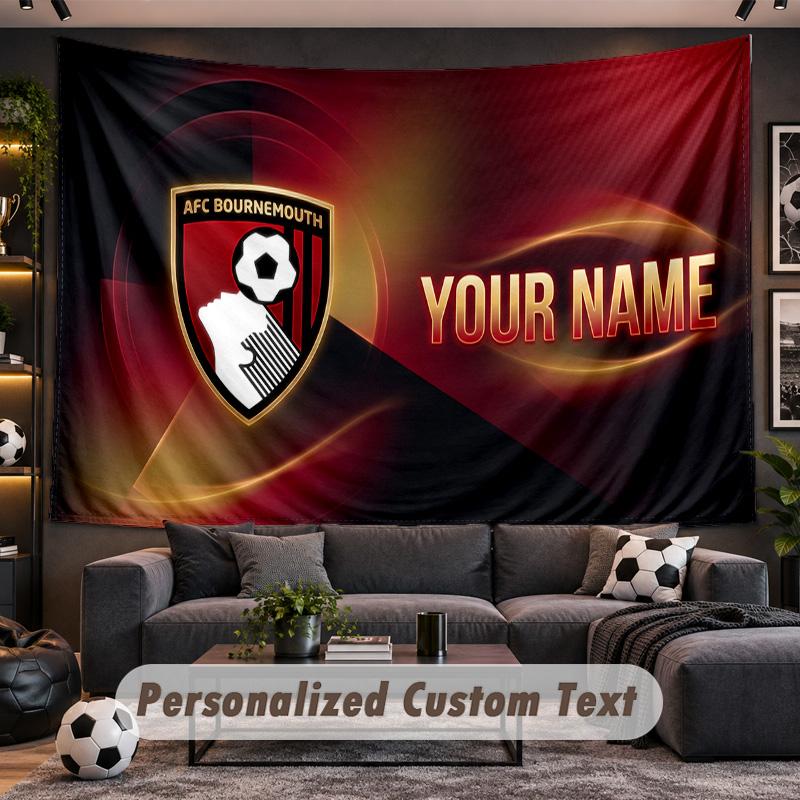 Bournemouth Football Personalized Tapestry Support Custom Name, Wall Art Home Decoration