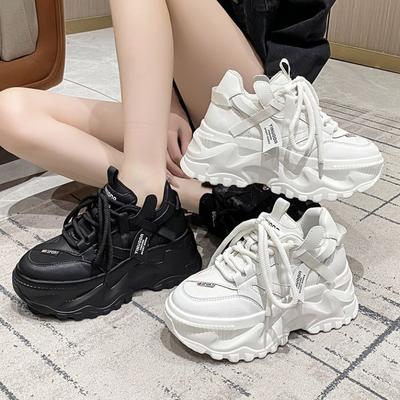 Белые женские туфли для папы, увеличивающие рост, на толстой подошве 8 см, повседневная спортивная обувь для женщин