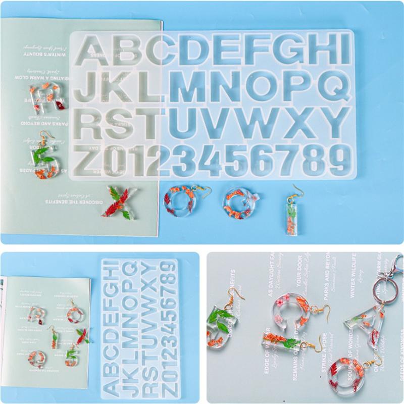  Epoxy Resin Mold Alphabet Letter Number Pendant Casting Silicone Crafts