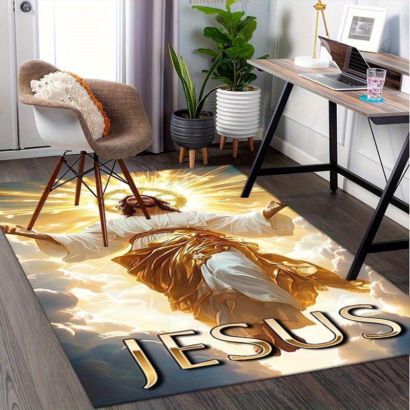 1pc Jesus Christ,Divine Light,Heavenly Ascension Office Carpet Soft Polyester Entrance Carpet Washab