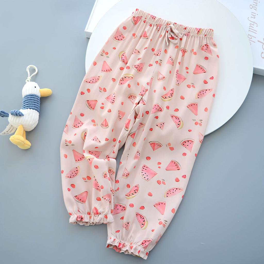 Детские повседневные брюки от комаров, летние тонкие брюки для сна для девочек, свободные внешние брюки-фонарики