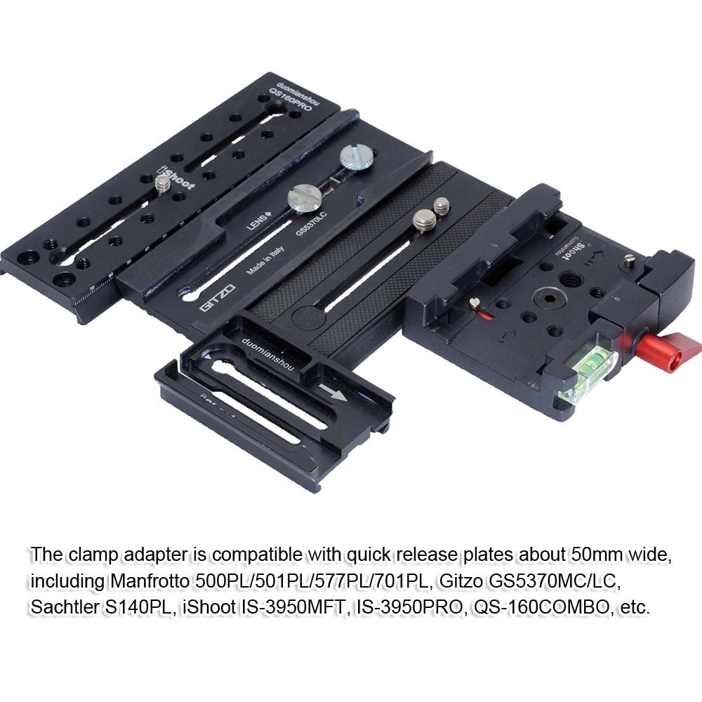 iShoot Camera Quick Release Plate Converter Clamp Adapter for Manfrotto Gitzo ACE Series 50mm Plates to Sachtler Tripod Fluid Heads FSB-6T/8T/10T/DV8