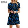 Модные летние платья-бабочки, женское элегантное свободное платье с коротким рукавом и 3D принтом, винтажное повседневное мини-платье с круглым вырезом