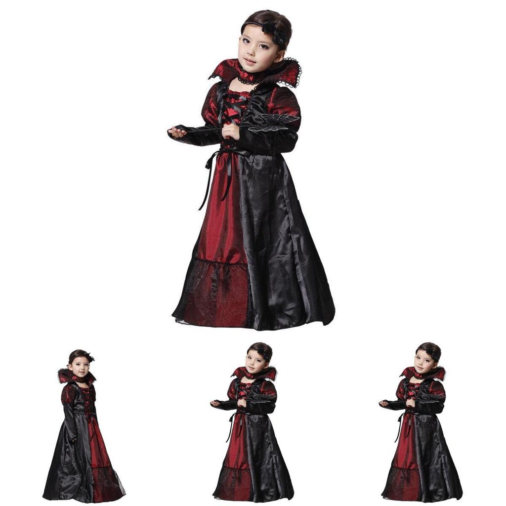 Spooky Witch Cosplay Vampire Maxi Dress With Soft Material For Girls Halloween