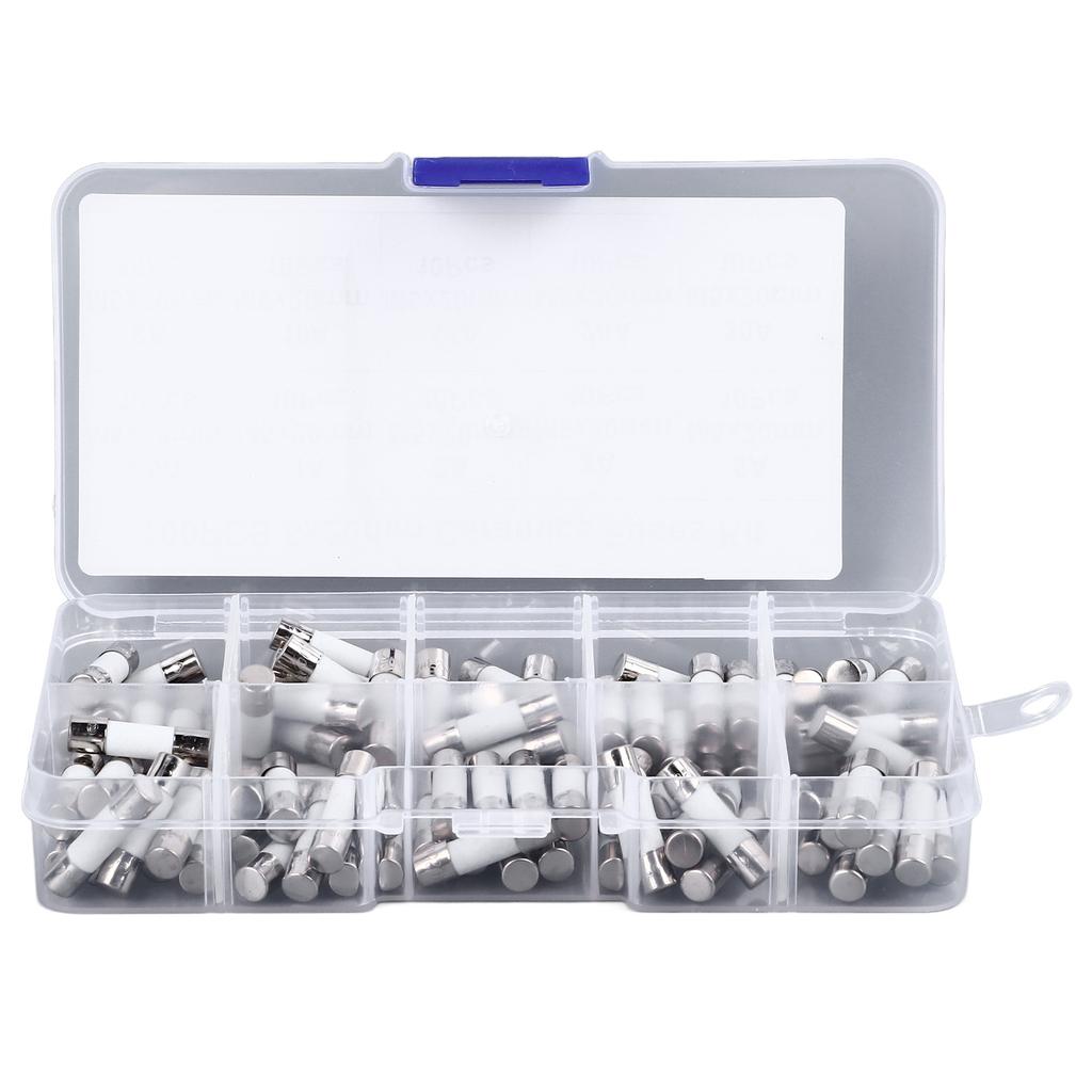 100 шт. набор трубчатых предохранителей 5x20 мм многофункциональные керамические трубчатые предохранители ассортимент комплект 250 В 0,5 А до 30 А