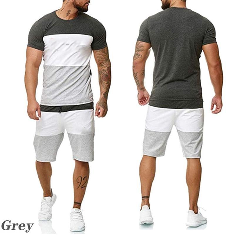 New Men's Sports Shorts Suit Men's Loose Sports Suit Striped Sportswear