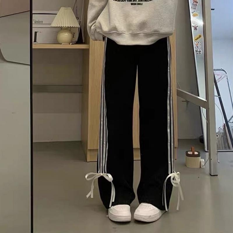 Японские мягкие женские розовые широкие брюки с высокой талией и бантом — коллекция ранней весны 2025 г.