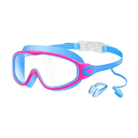 Kids Swim Goggles with Nose Clip And Earplug Anti-Fog UV Protection Pool Glasses Anti Shattered Lens for Boys Girls