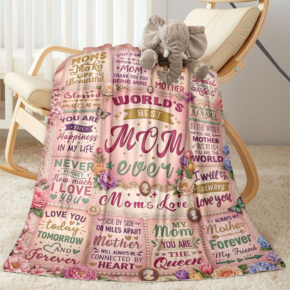 Floral Tribute To Mom Flannel Blanket-Soft and Suitable for Sofas,Beds,Offices,Travel,All Seasons,Great Gift for Holidays and Birthdays.