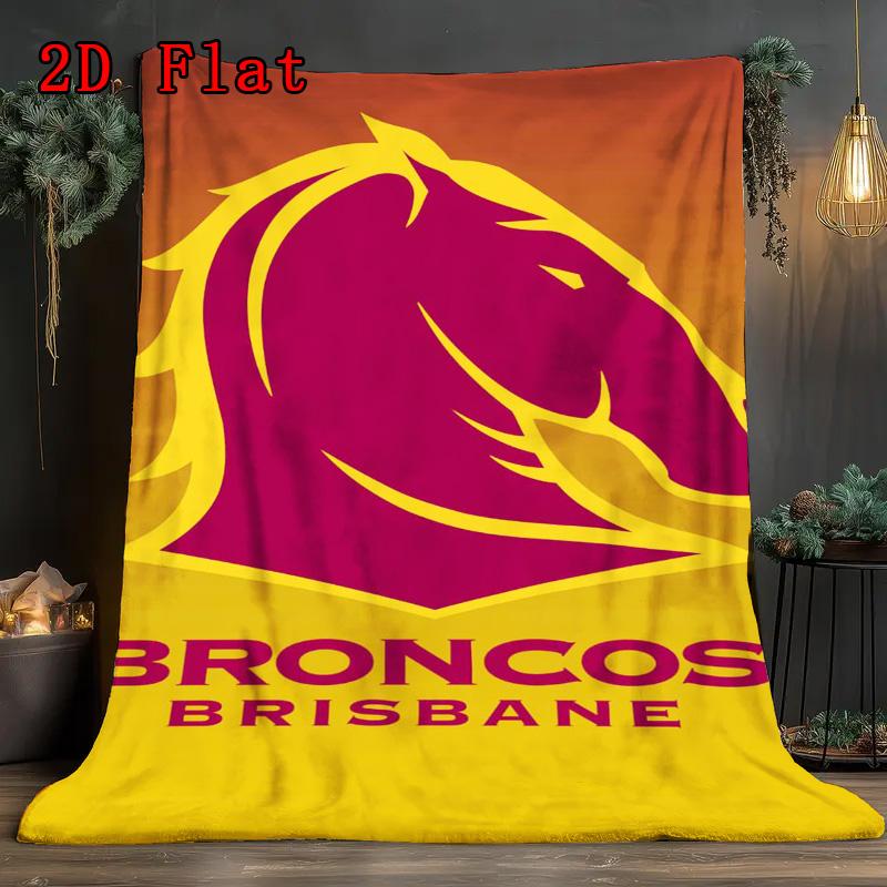 Brisbane Broncos 2D Flat Pattern Flannel Blanket High quality All Seasons Warmth and Comfort Perfect for Christmas Gifts.