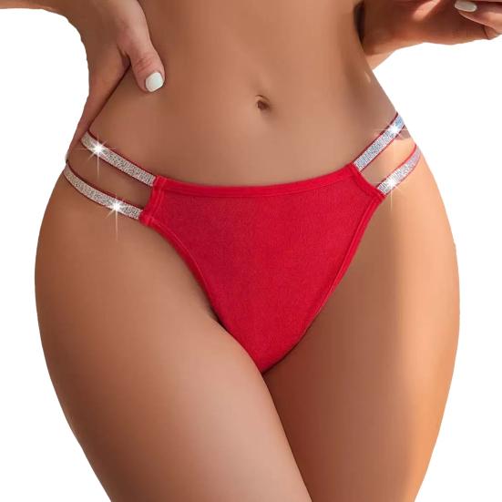 Блестящие стринги со стразами, сексуальное нижнее белье, бесшовные эластичные блестящие стринги с ремешками для женщин, трусики с низкой посадкой