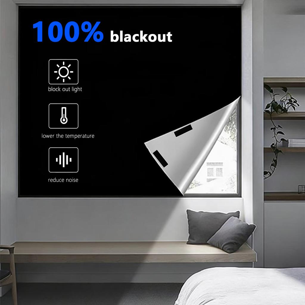 100 Percent Blackout Self Adhesive Curtains Portable Travel Sunshade Cloth Non Perforated Window Accessories
