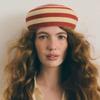 Color Block Dome Cap Paper Straw Sun Hat Brim Hat Straw Top Hat  Daily Wear