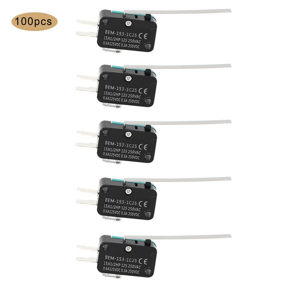 100pcs BEM Micro Switch 250VAC 15A Microswitch Self‑Reset Working Mode for Electronic