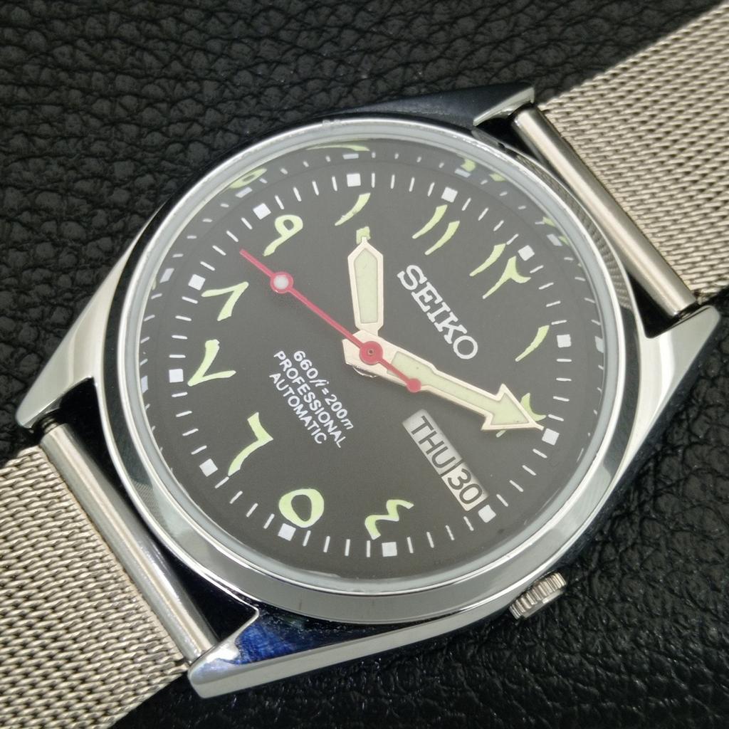 ЯПОНСКИЕ ВИНТАЖНЫЕ ОТРЕМОНТИРОВАННЫЕ МУЖСКИЕ АВТОМАТИЧЕСКИЕ ЧАСЫ SEIKO 6309A ЧЕРНЫЙ ЦИФЕРБЛАТ a442755-1