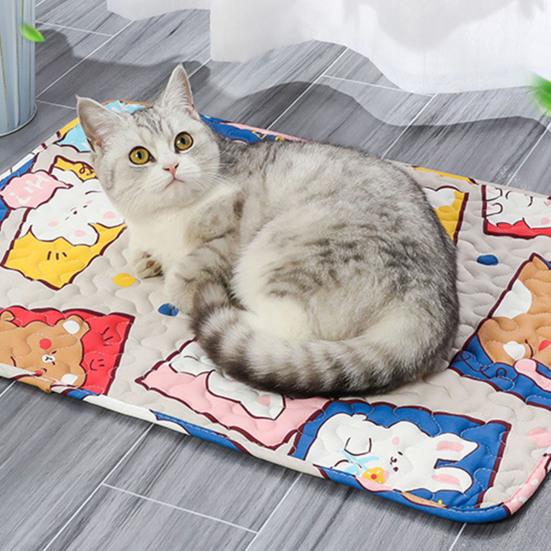 Коврик для домашних животных с мультяшным животным принтом, спальный коврик для собак, летняя влагопоглощающая нескользящая подушка для отдыха для кошек для маленьких домашних животных