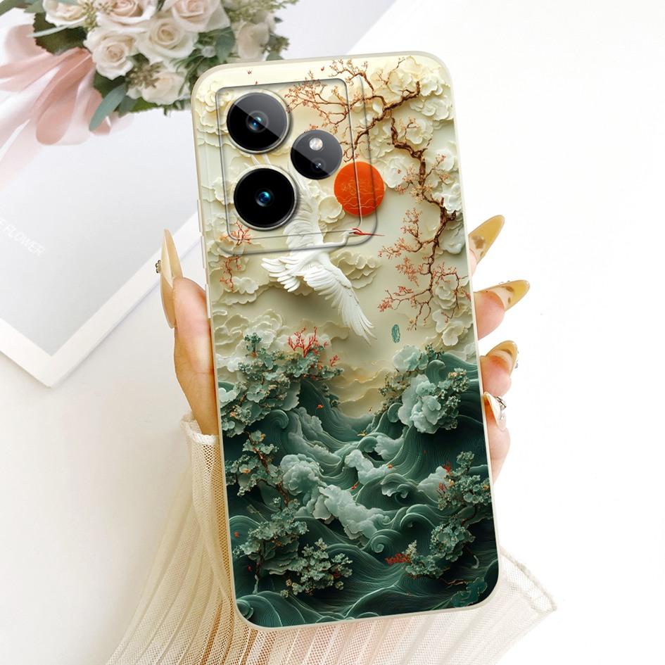 Чехол для Realme GT 7 RMX5061 Креативный мультяшный кот Конфетный окрашенный чехол Мягкий силиконовый бампер Для Realme GT7 Pro 7T RealmeGT7 Funda