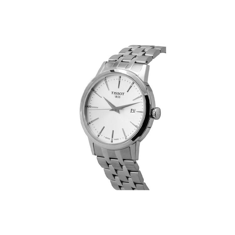 Tissot Кварцевый механизм 50 метров Водонепроницаемость Мужские Часы Часы 42 мм Серебристый циферблат Корпус из нержавеющей стали T129.410.11.031.00