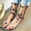 1pair Sexy Star Dot Lace Socks Women Transparent Mesh Ankle Socks Ladies Ultra-Thin Princess Tulle Socks Female Streetwear Socks