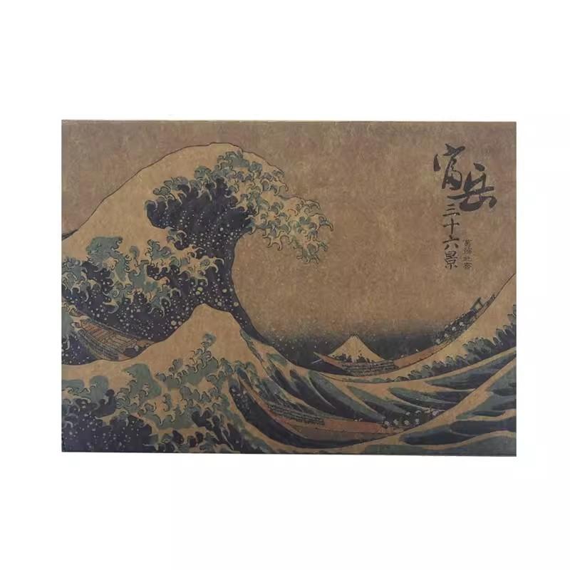 36 Листов/Набор Хокусай: Тридцать шесть видов Фудзи Почтовая открытка Крафт-бумага Ручная роспись Открытки с приветственным посланием Студенческий подарок