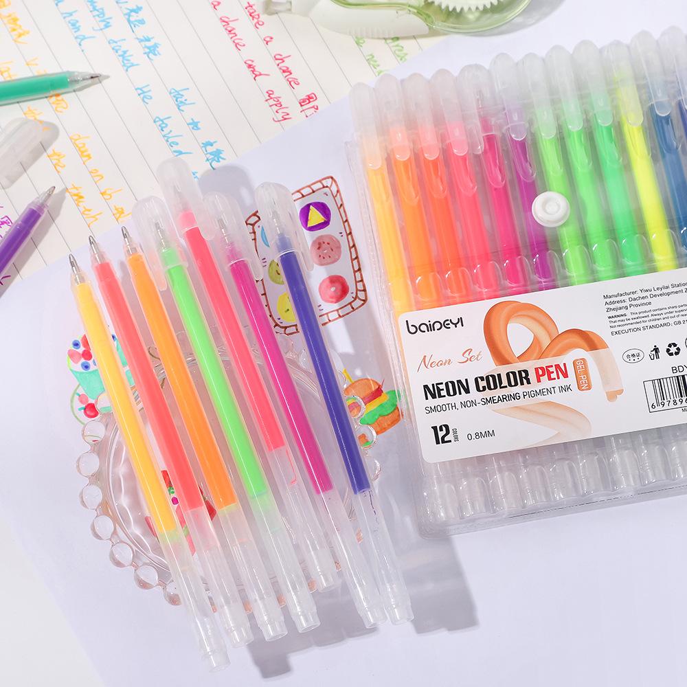 36-Color Fluorescent Neutral Gel Pens for Journaling, Students & Note-Taking