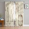 Винные каракули Прозрачные шторы для гостиной Прозрачный тюль Оконные украшения Спальня Кухня Домашний декор Вуаль Шторы