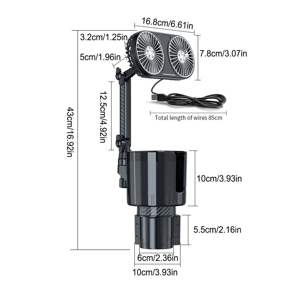Car Cup Holder With Fan 2 In 1 12V/24V Auto Cooling Fan Vehicle Drinks Container Cup Holder Mounted Fan Car Accessories