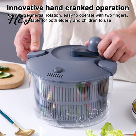 Manual Food Dehydrator for Kitchen Vegetable Dehydrator, Hand Crank Plastic Salad Spinner, Double-layer Multifunctional Accessory Separable
