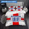 3PCS England Football Crest Printed Soft Bedding Set,Including 1pc Duvet Cover And 2pcs Pillowcases Perfect for Bedroom, Dormitory, Fan gift