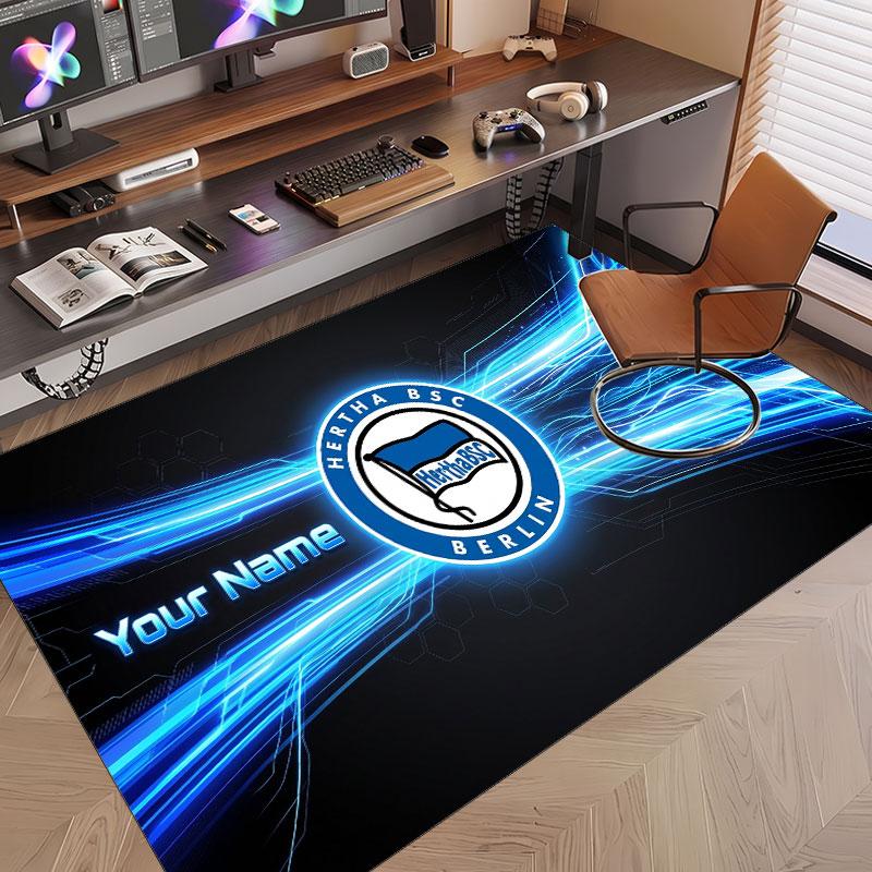 Индивидуальный ковер с принтом узора Hertha BSC, именем и текстом, мягкий, нескользящий коврик для пола для домашнего интерьера