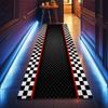 Racing Checkered Finish Line Long Runner Rug Race Car Theme Party Floor Mat Non-Slip Checkerboard Carpet for Entryway Kids' Race