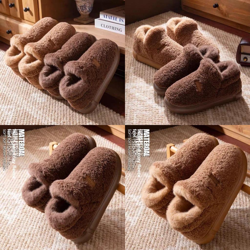 Indoor Plush Slippers For Women Men With Anti Slip Eva Sole Warm Thick Bottom Home Comfort