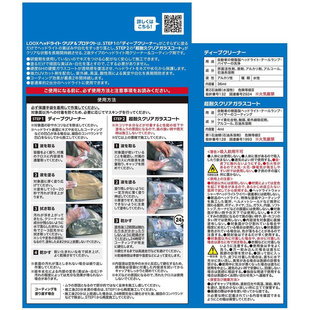 KURE LOOX Headlight Clear and Protect 4 мл Средство для чистки и защиты фар 1196 36 мл, очиститель/покрытие