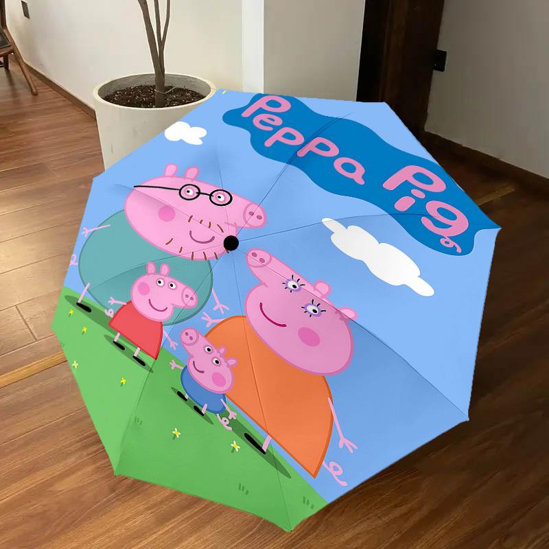 1PC Peppa Pig Umbrella-8-Rib Reinforced, Automatic Open, Lightweight & Durable, Cute Fashion Accessory for Outdoor-F2629