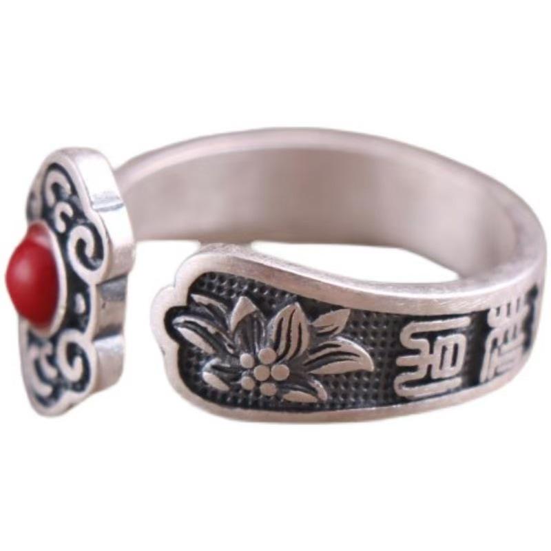 Unisex Retro Thai Silver Pixiu Ruyi Openable Finger Rings
