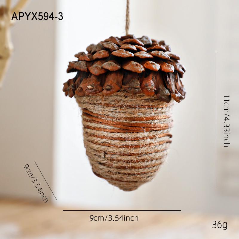 Large Wooden Pine Cone & Acorn Christmas Tree Ornament Set