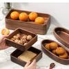 1pc Black Walnut Tray Storage Rectangular Tea Fruit Wooden Board Solid Wood Coffee Cake Wooden Tray Kitchen Storage Trays