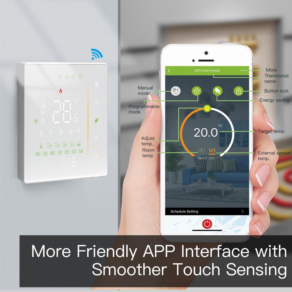 Умный термостат для теплого пола Graffiti WiFi с приложением Zigbee, таймером и дистанционным управлением