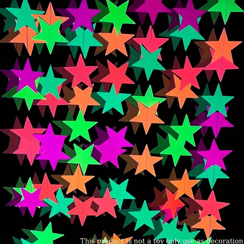 2pcs 78.74inch, Fluorescent Party Star Decorations, Fluorescent Birthday Banners Party Supplies, and Birthday Party Decorations