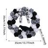 Halloween Wreath Gothic Garlands Front Door Wreath with Black and White Rose Crow Decorative Wreath For Wall Decoration