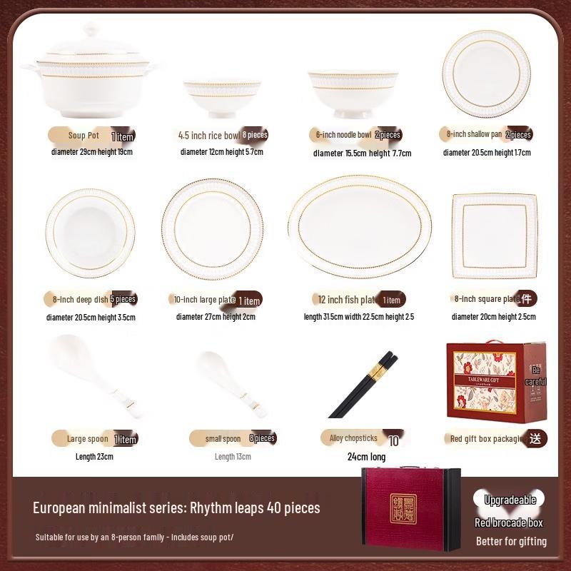 Mode Lanka Rhapsody Gold-Rimmed Ceramic Dinnerware Set