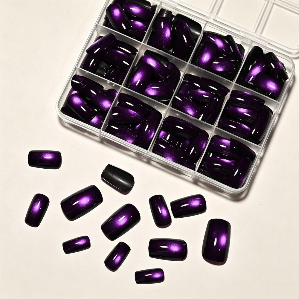 144Pcs Medium Short Square Press On Nails Medium Oval Fake Fingertips for Holiday Party