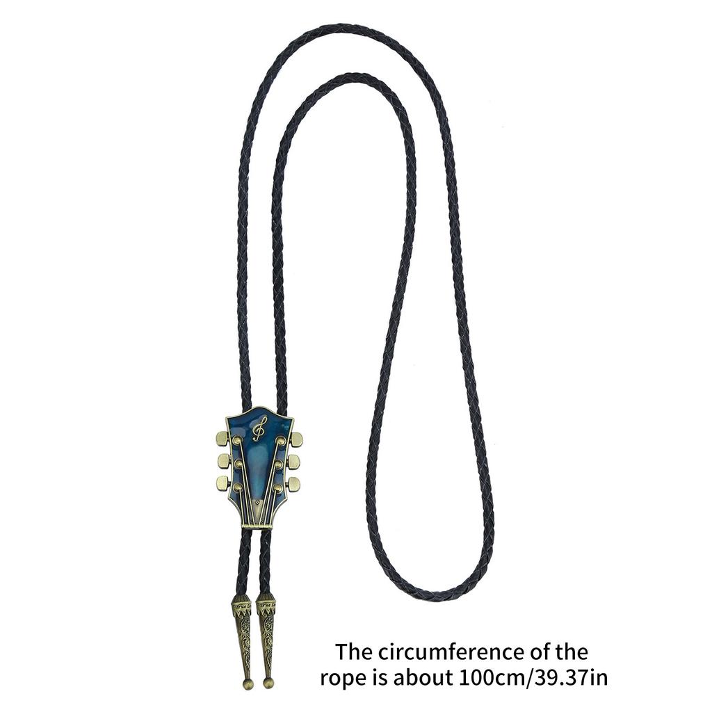 Винтажный западный ковбойский галстук-боло, галстук-бабочка с головкой гитары, панк-ожерелье, аксессуар для костюма, американский галстук-боло, западный